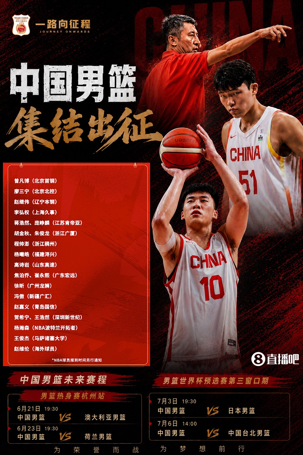 KAIYUN-中国男篮集训21人名单：杨瀚森&amp;王俊杰&amp;李弘权在列 赵睿&amp;周琦无缘